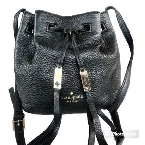 Kate Spade Cooper Street Black Pebbled Leather Bucket Bag Purse
